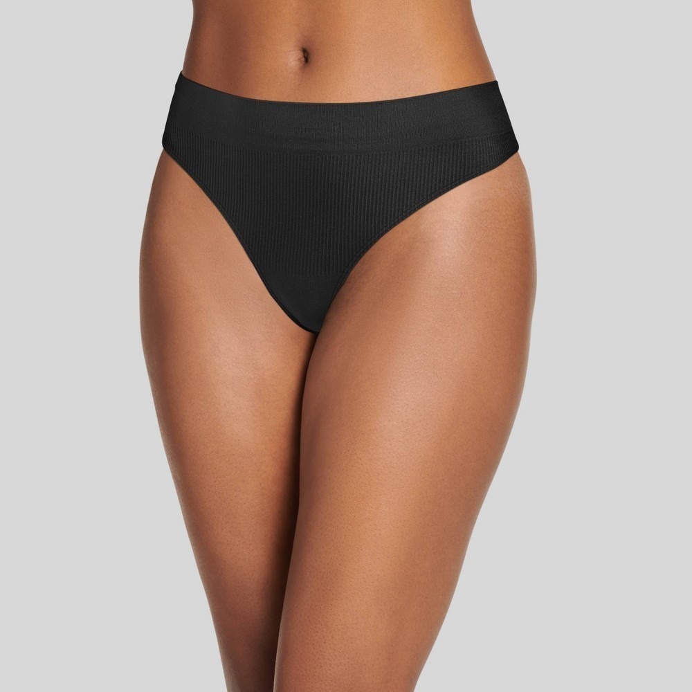 Jockey Generation Recycled Seamfree Ribbed Thong Panties Womens XXL Black NWT
